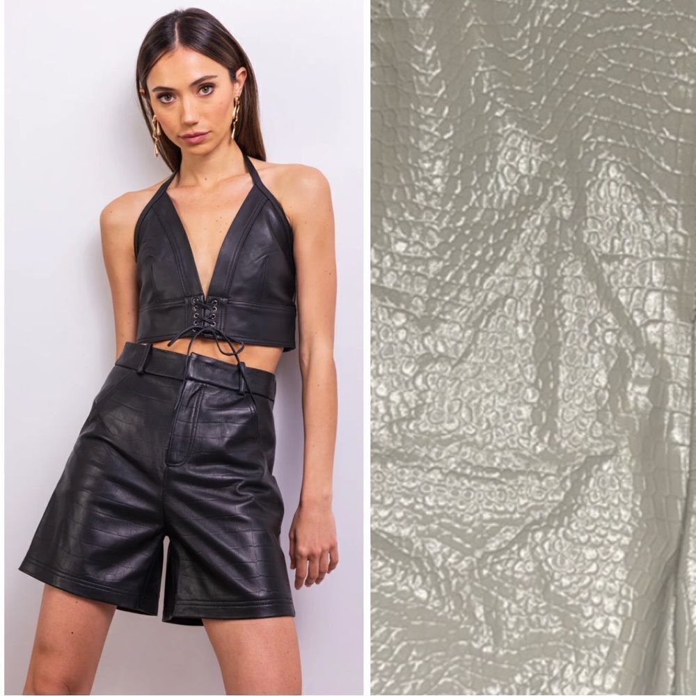 NWT Lisa Maree That Soul Sound Leather Shorts in Cream Patent Leather XS
